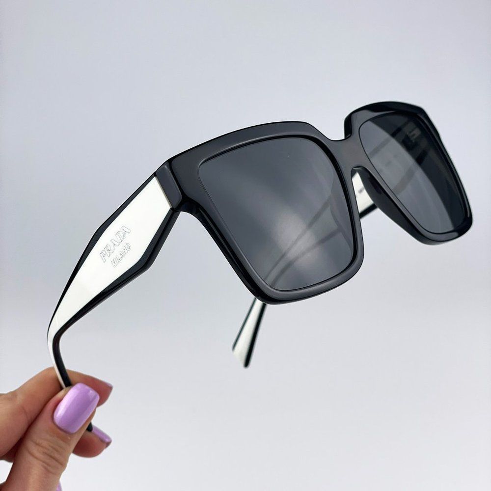 Prada Pr24zs 1ab5s0 Sunglasses Black Dark Grey Square Oversized Women